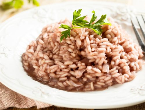 Preparazione del risotto all'amarone