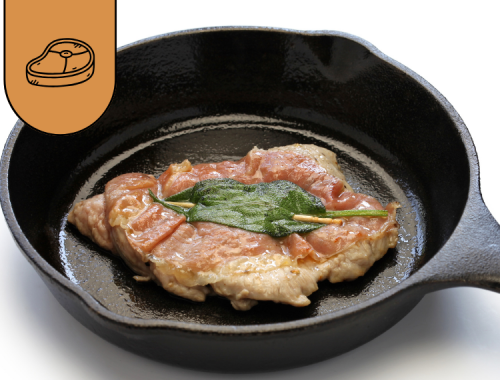 copertina con padella con saltimbocca prosciutto e salvia